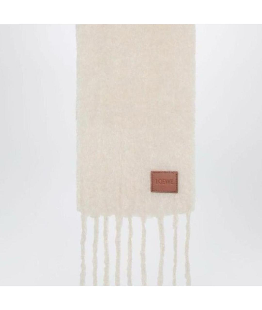 LOEWE Бежевый шерстяной шарф, фото 2