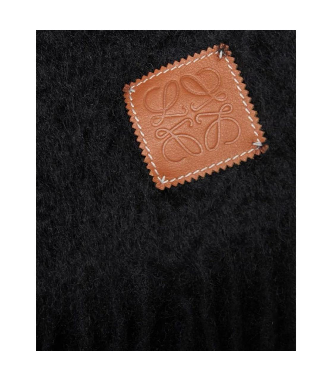 LOEWE Черный шерстяной шарф, фото 4