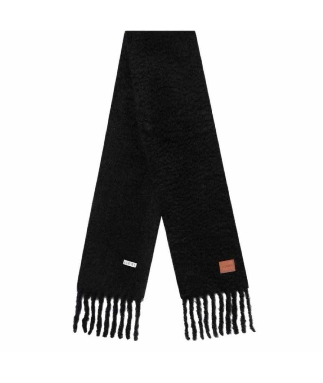 LOEWE Черный шерстяной шарф, фото 1