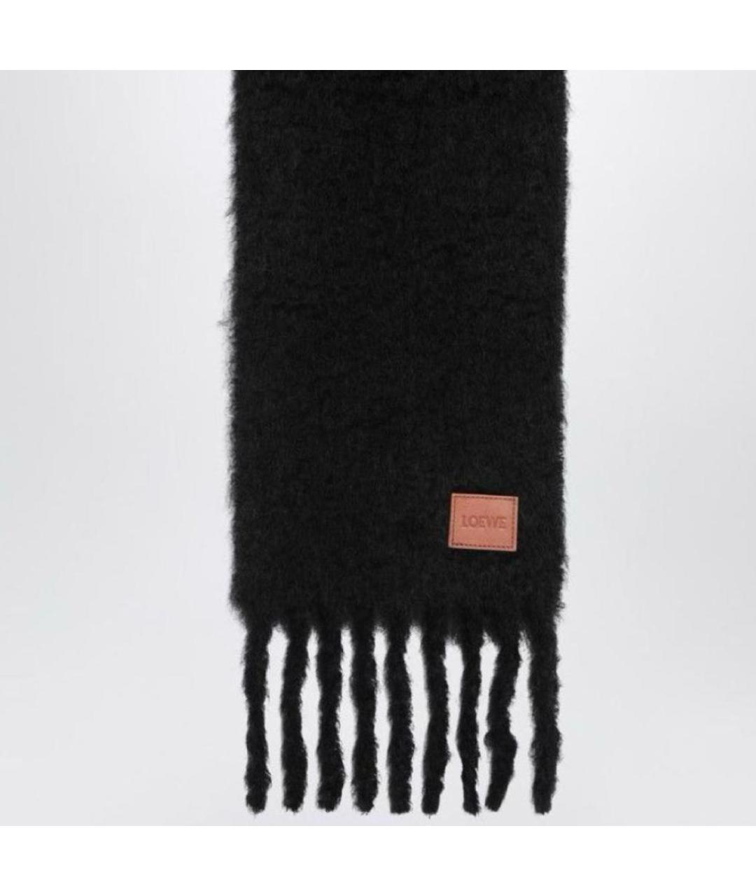 LOEWE Черный шерстяной шарф, фото 2