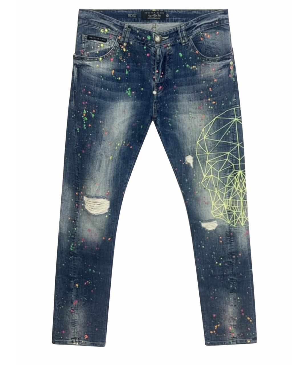 PHILIPP PLEIN Синие хлопко-кашемировые джинсы скинни, фото 1