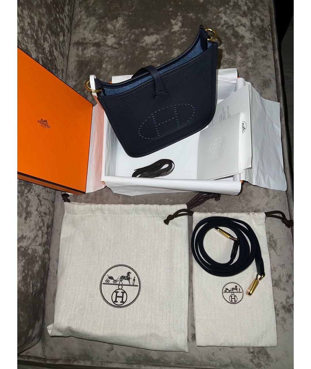 HERMES Синяя кожаная сумка через плечо, фото 4