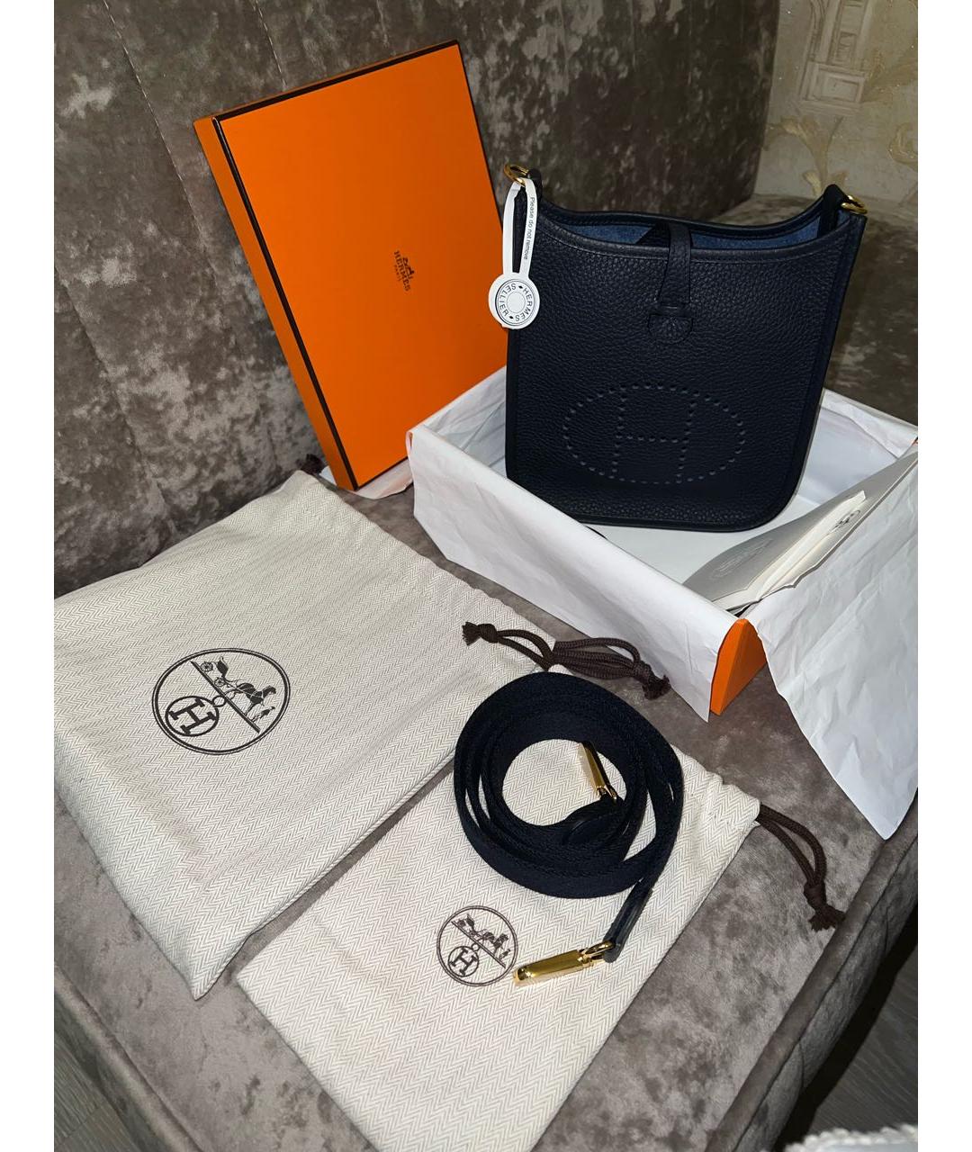 HERMES Синяя кожаная сумка через плечо, фото 5