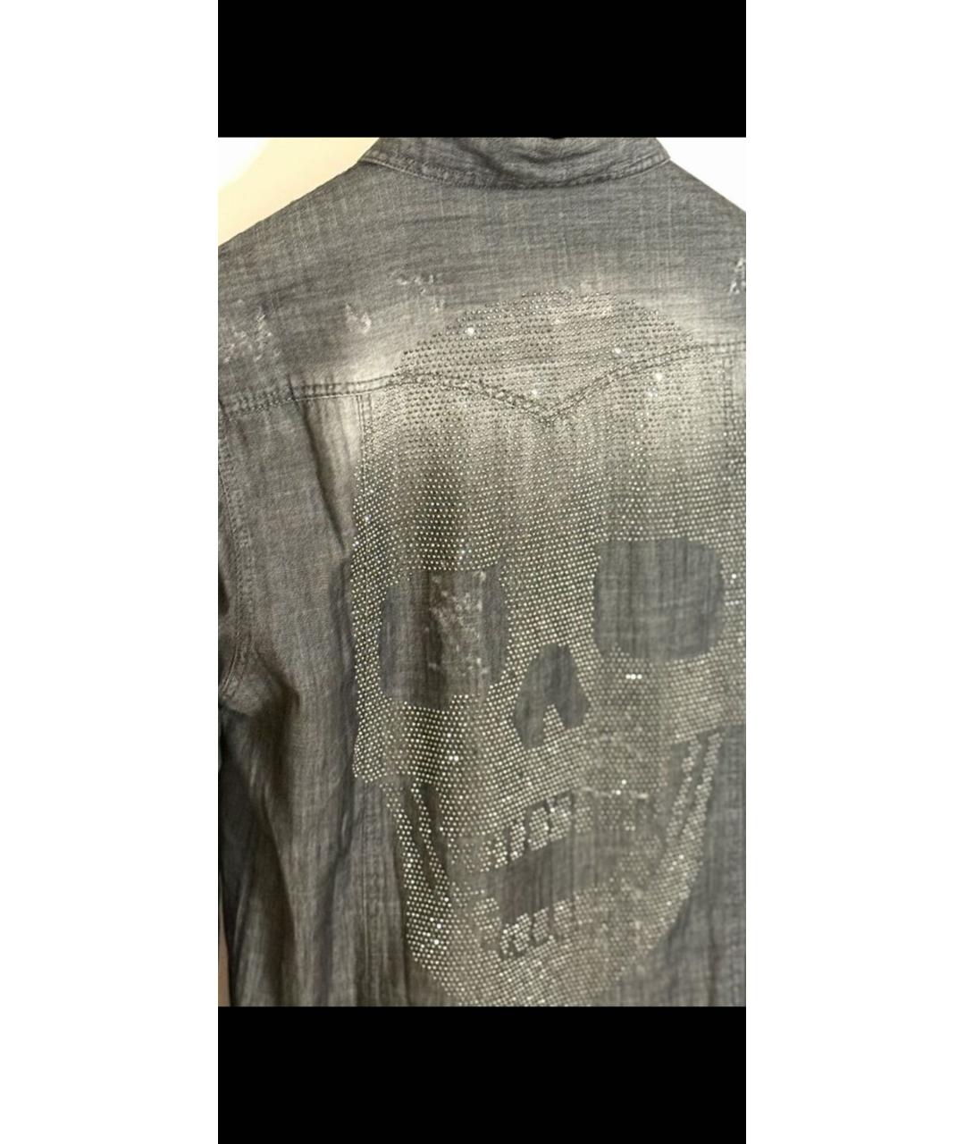 PHILIPP PLEIN Серая хлопковая кэжуал рубашка, фото 3