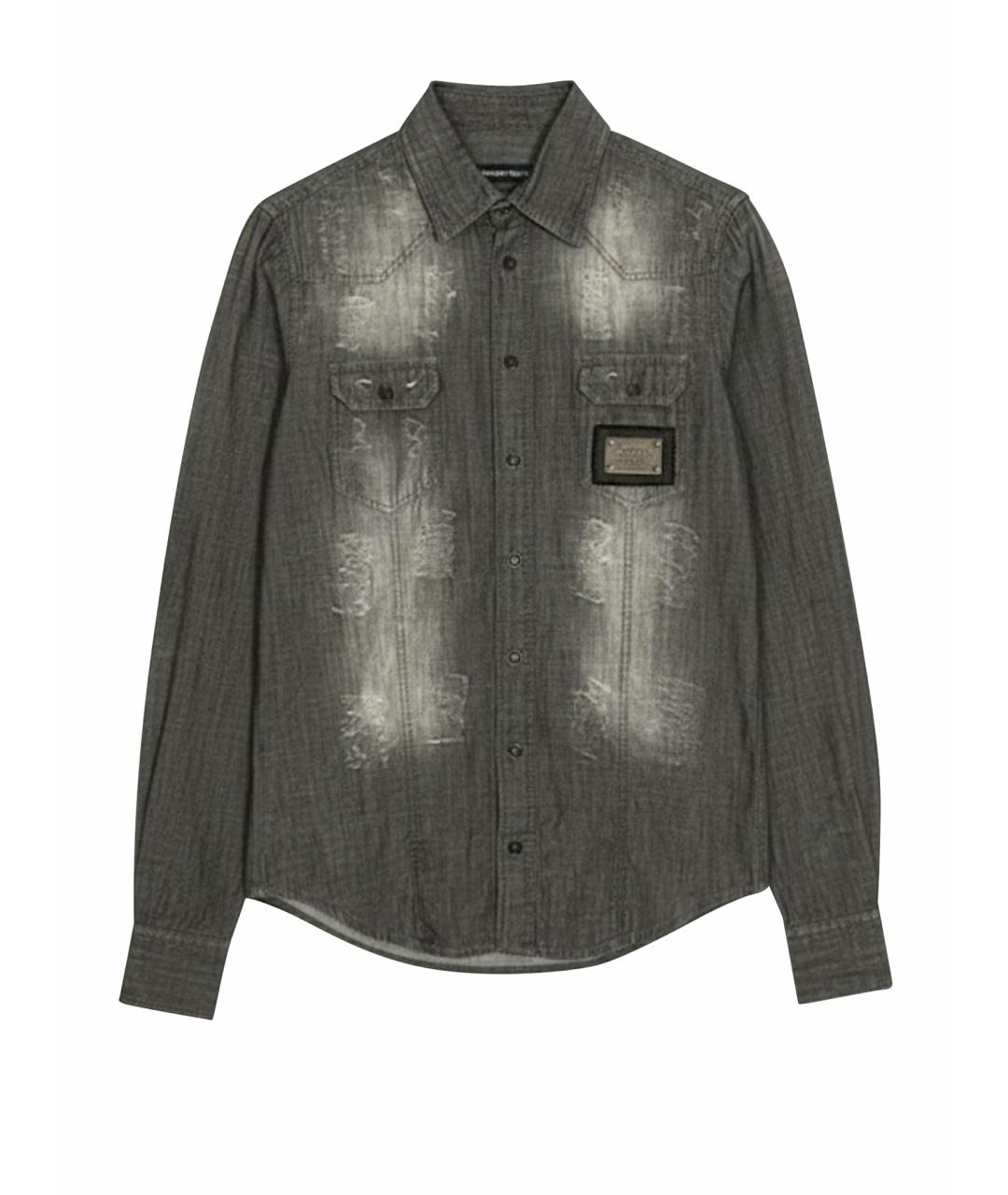 PHILIPP PLEIN Серая хлопковая кэжуал рубашка, фото 1