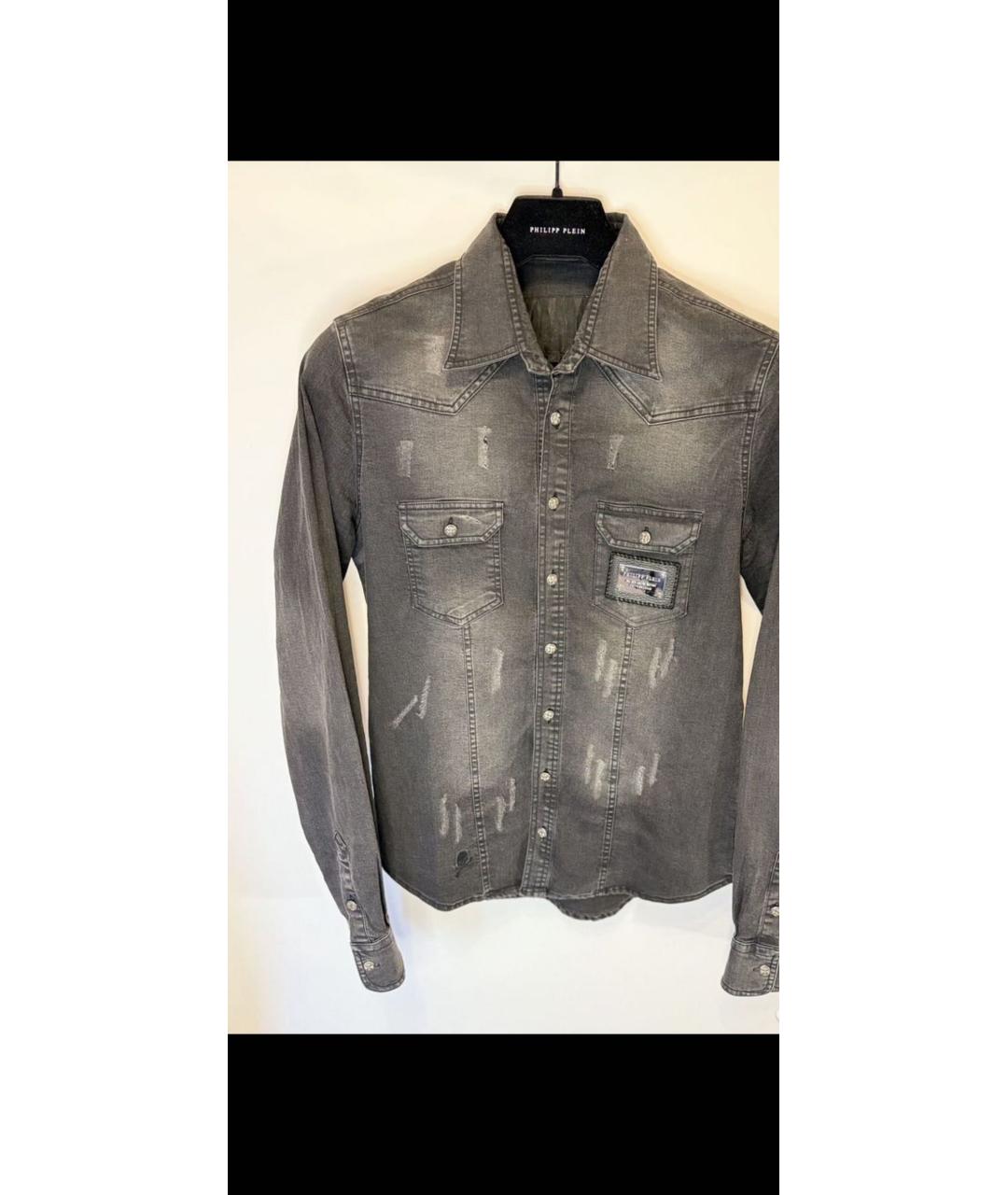 PHILIPP PLEIN Черная хлопковая кэжуал рубашка, фото 4