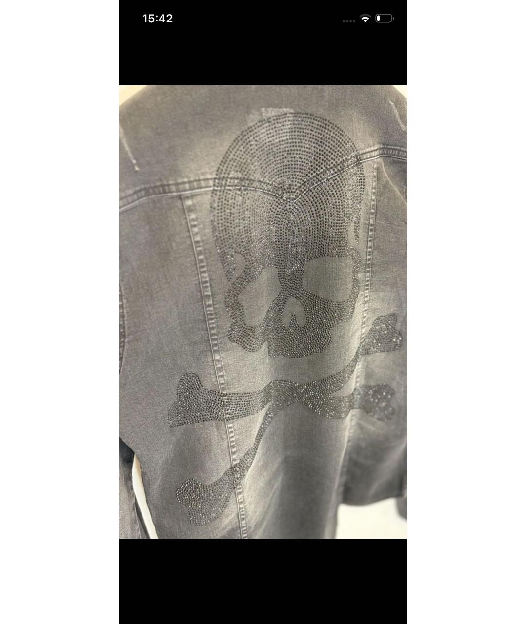 PHILIPP PLEIN Черная хлопковая кэжуал рубашка, фото 3