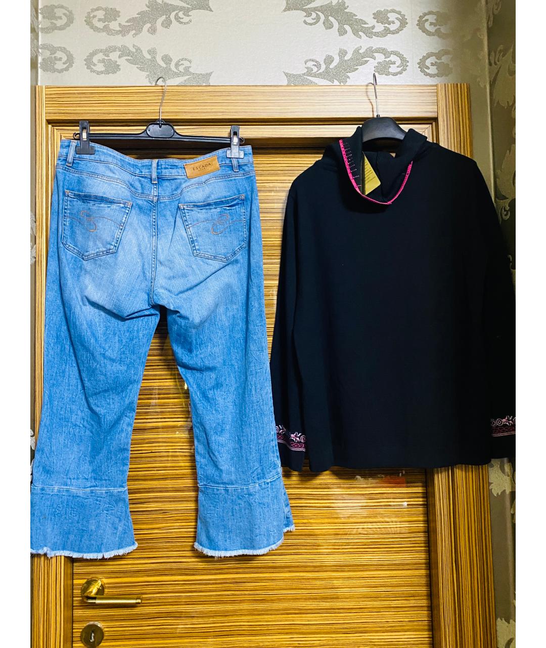 ESCADA Голубой хлопко-эластановый костюм с брюками, фото 2