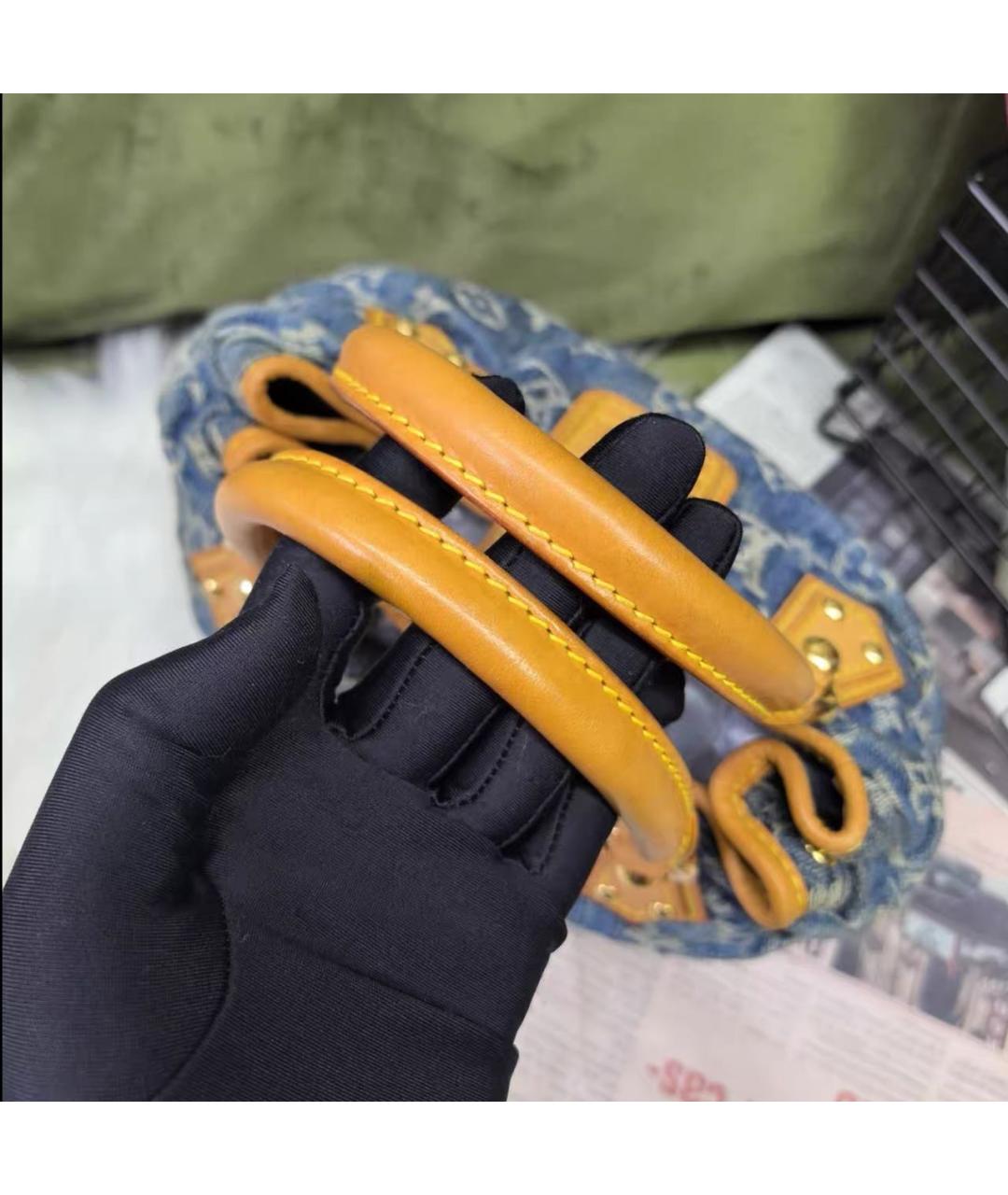 LOUIS VUITTON Голубая кожаная сумка с короткими ручками, фото 5