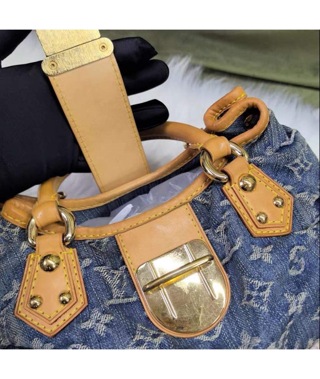 LOUIS VUITTON Голубая кожаная сумка с короткими ручками, фото 8