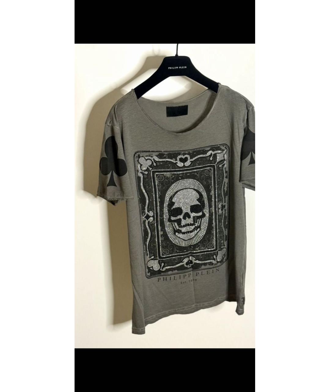 PHILIPP PLEIN Серая хлопковая футболка, фото 5