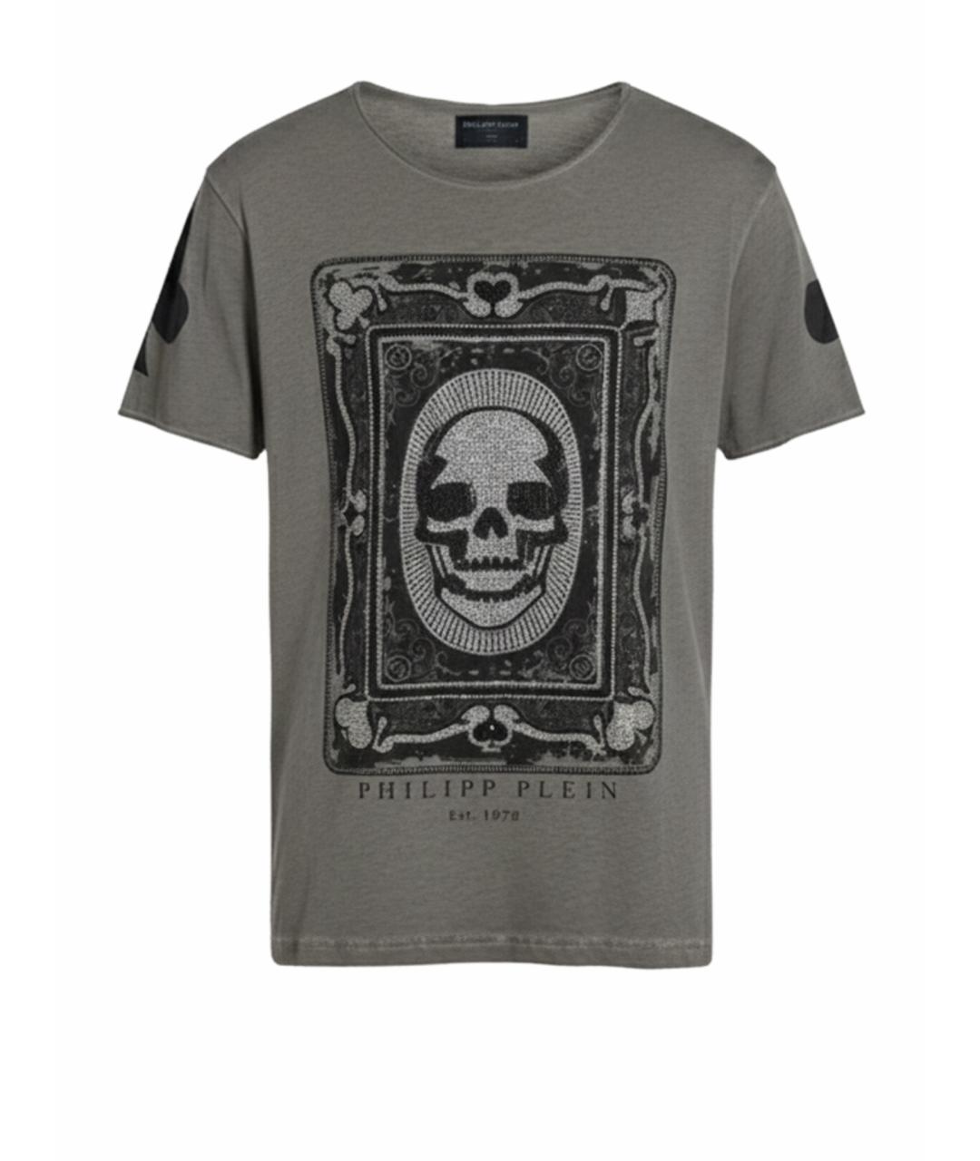 PHILIPP PLEIN Серая хлопковая футболка, фото 1