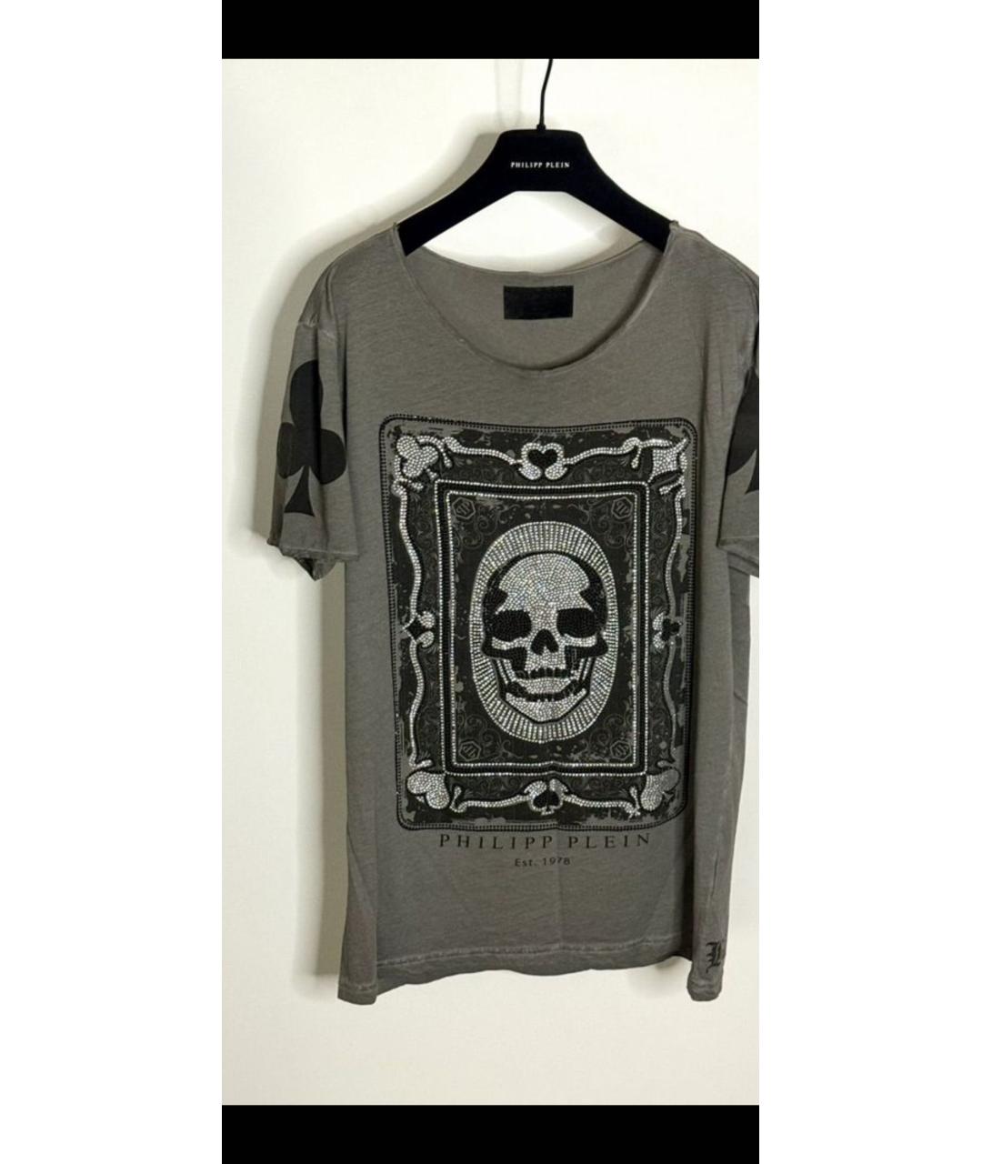 PHILIPP PLEIN Серая хлопковая футболка, фото 4
