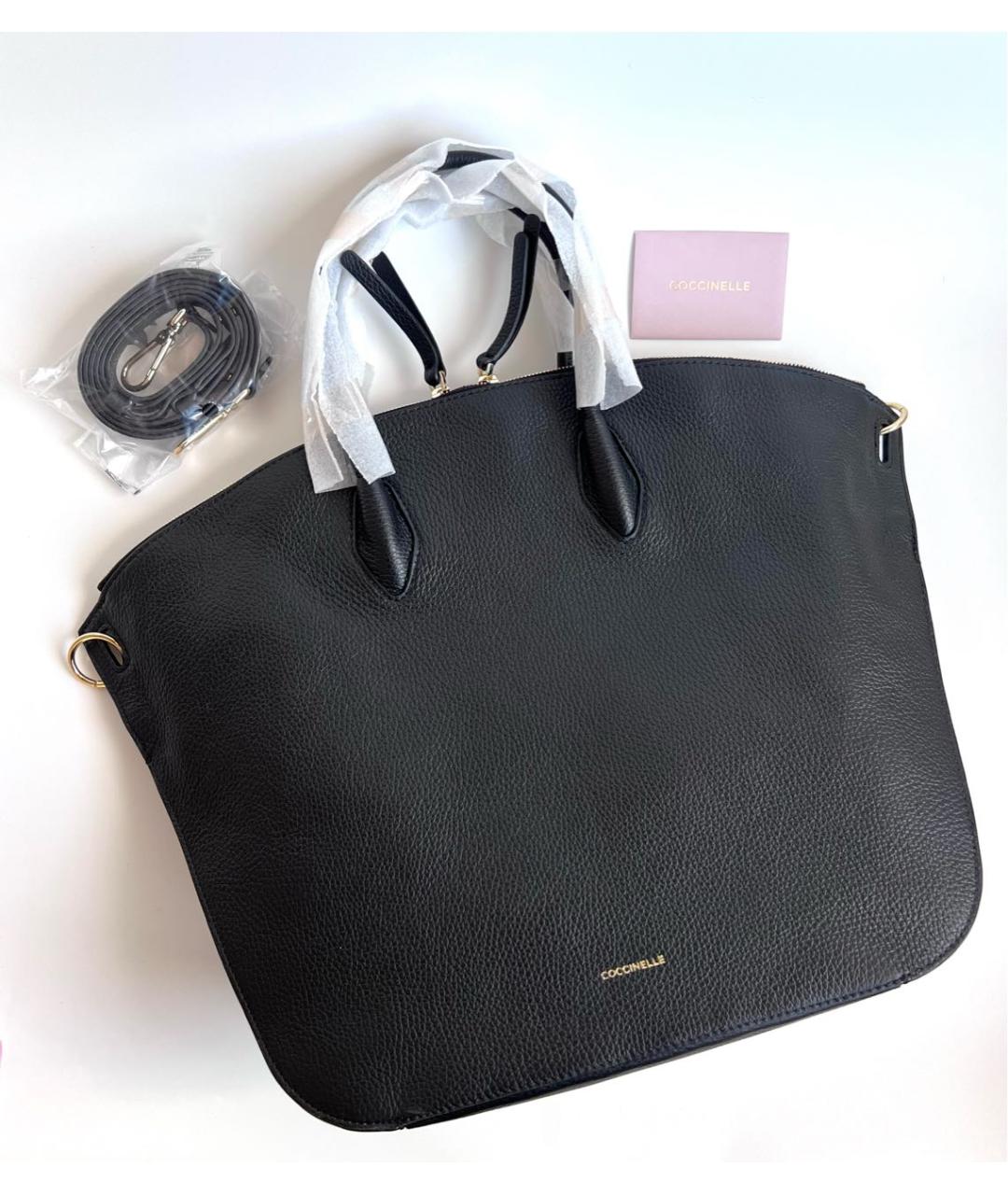 COCCINELLE Черная кожаная сумка с короткими ручками, фото 7