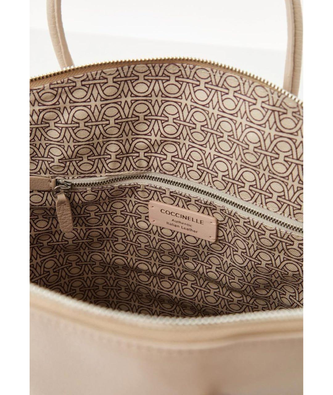 COCCINELLE Бежевая кожаная сумка с короткими ручками, фото 3