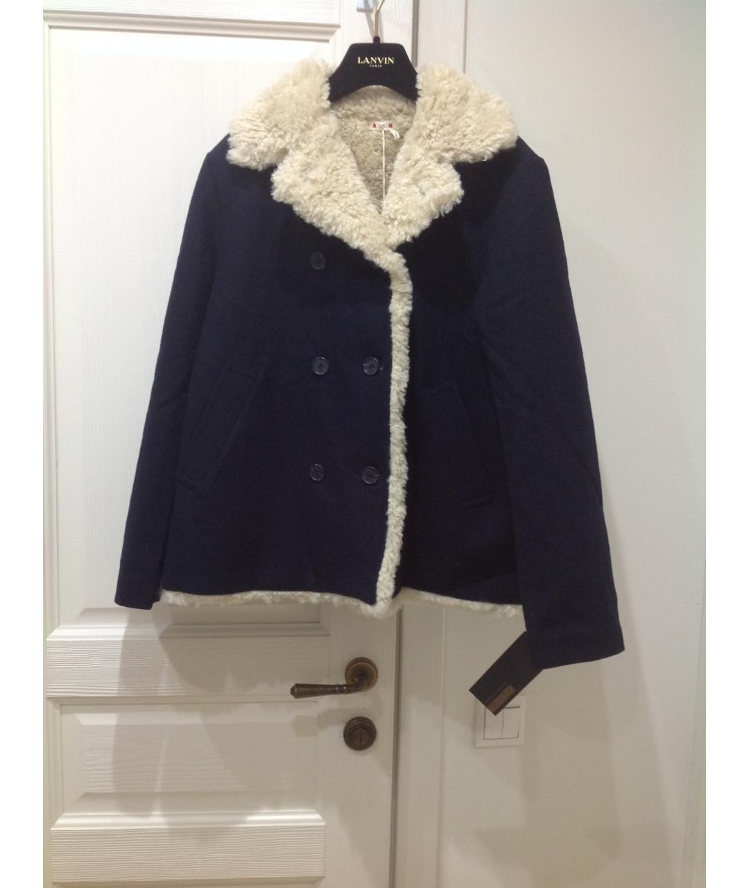 MARNI Синее шерстяное пальто, фото 3