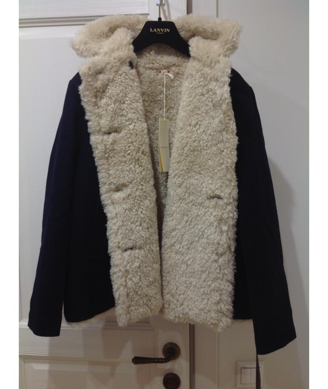 MARNI Синее шерстяное пальто, фото 5