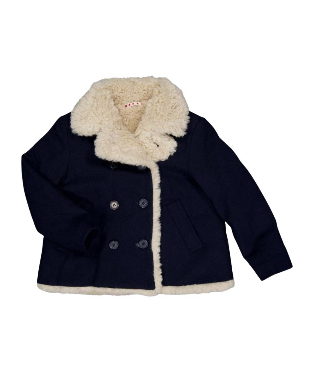 MARNI Синее шерстяное пальто, фото 1