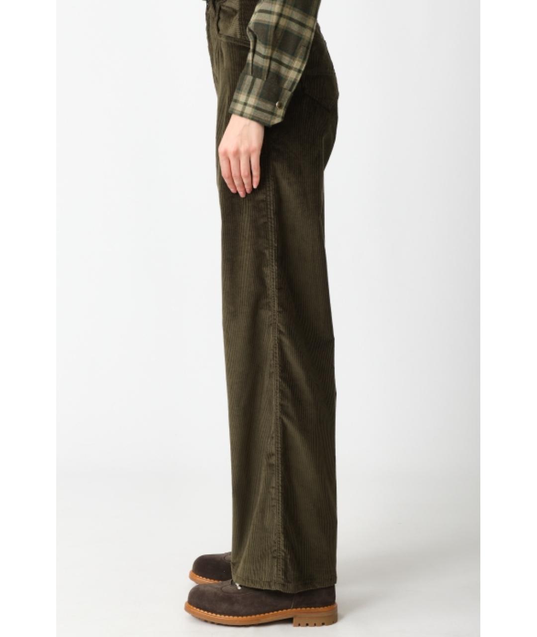 KITON Зеленые хлопковые прямые брюки, фото 2