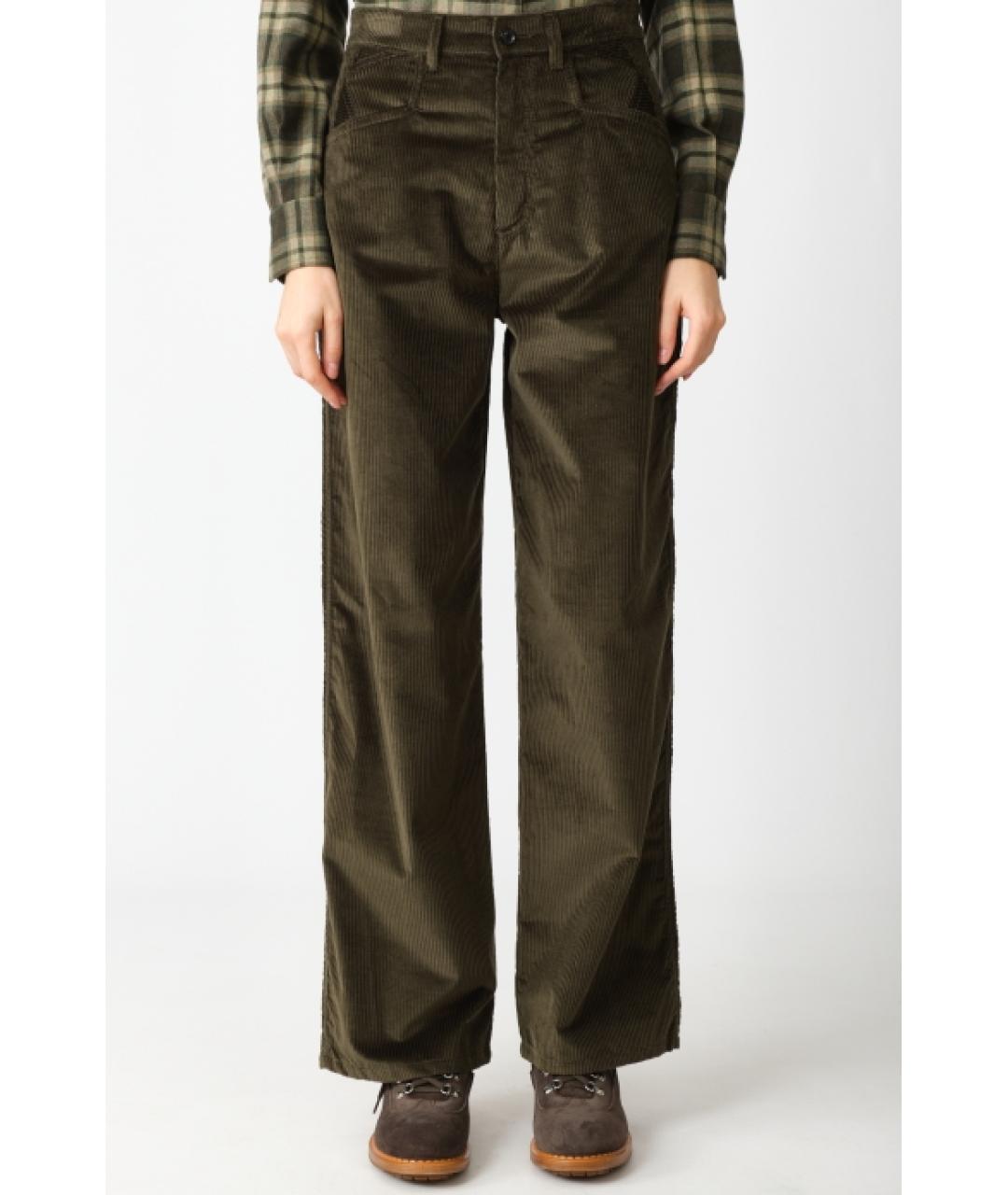 KITON Зеленые хлопковые прямые брюки, фото 3