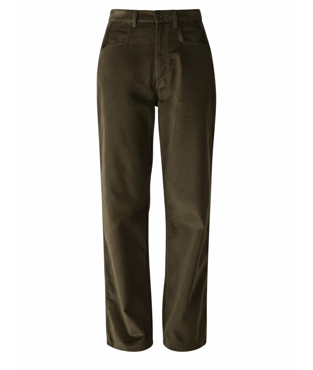 KITON Зеленые хлопковые прямые брюки, фото 1