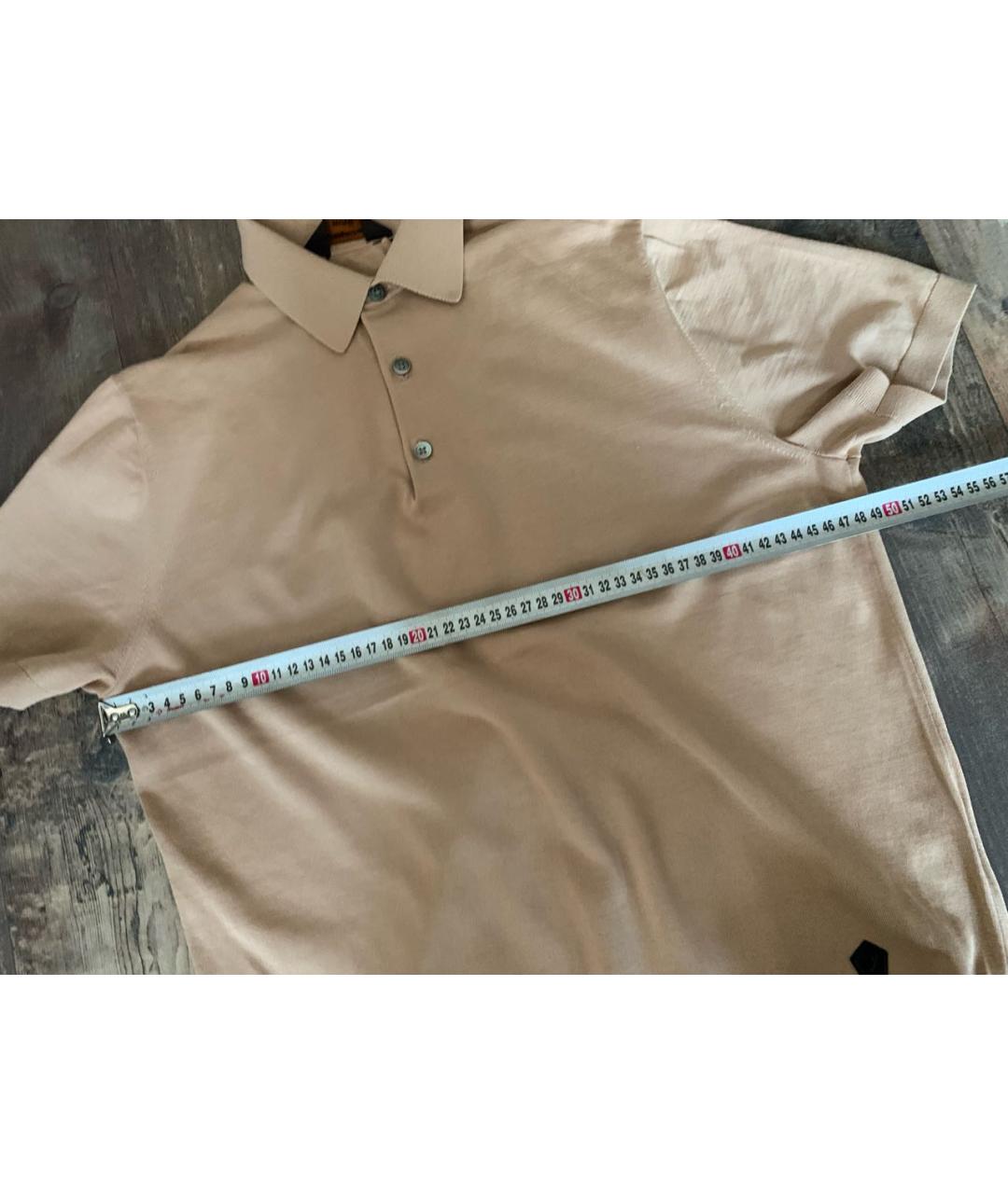 ERMENEGILDO ZEGNA XXX Бежевое хлопковое поло с коротким рукавом, фото 7