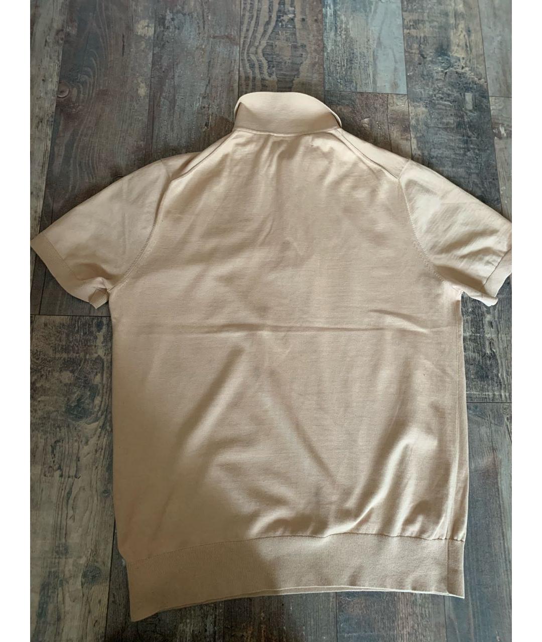 ERMENEGILDO ZEGNA XXX Бежевое хлопковое поло с коротким рукавом, фото 2