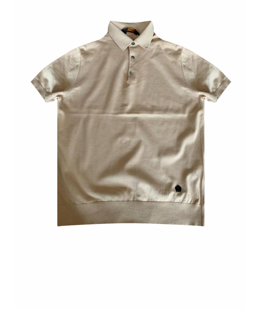 ERMENEGILDO ZEGNA XXX Бежевое хлопковое поло с коротким рукавом, фото 1
