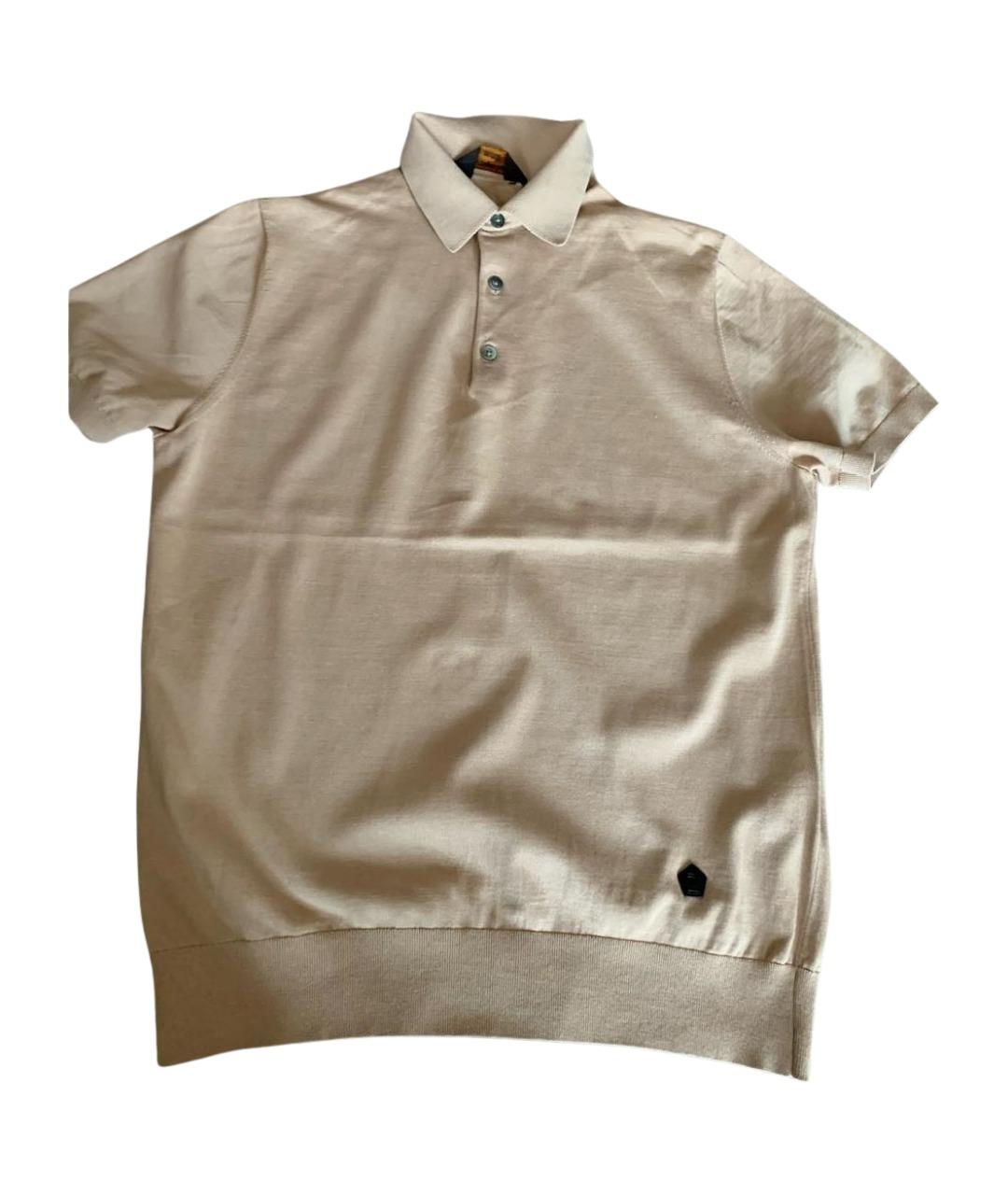 ERMENEGILDO ZEGNA XXX Бежевое хлопковое поло с коротким рукавом, фото 1