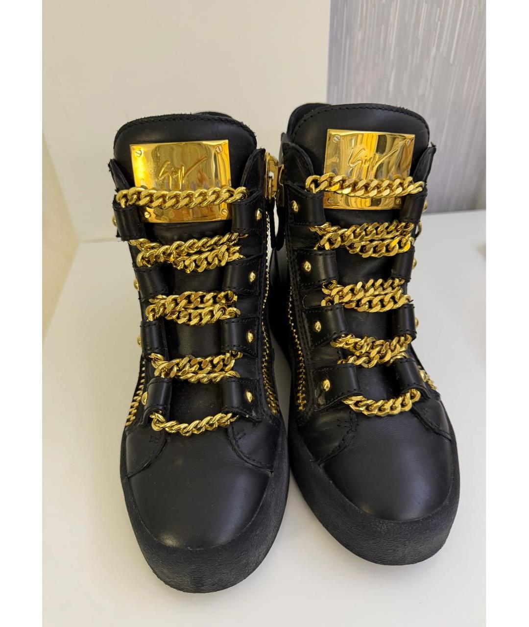 GIUSEPPE ZANOTTI DESIGN Черные кожаные кеды, фото 2