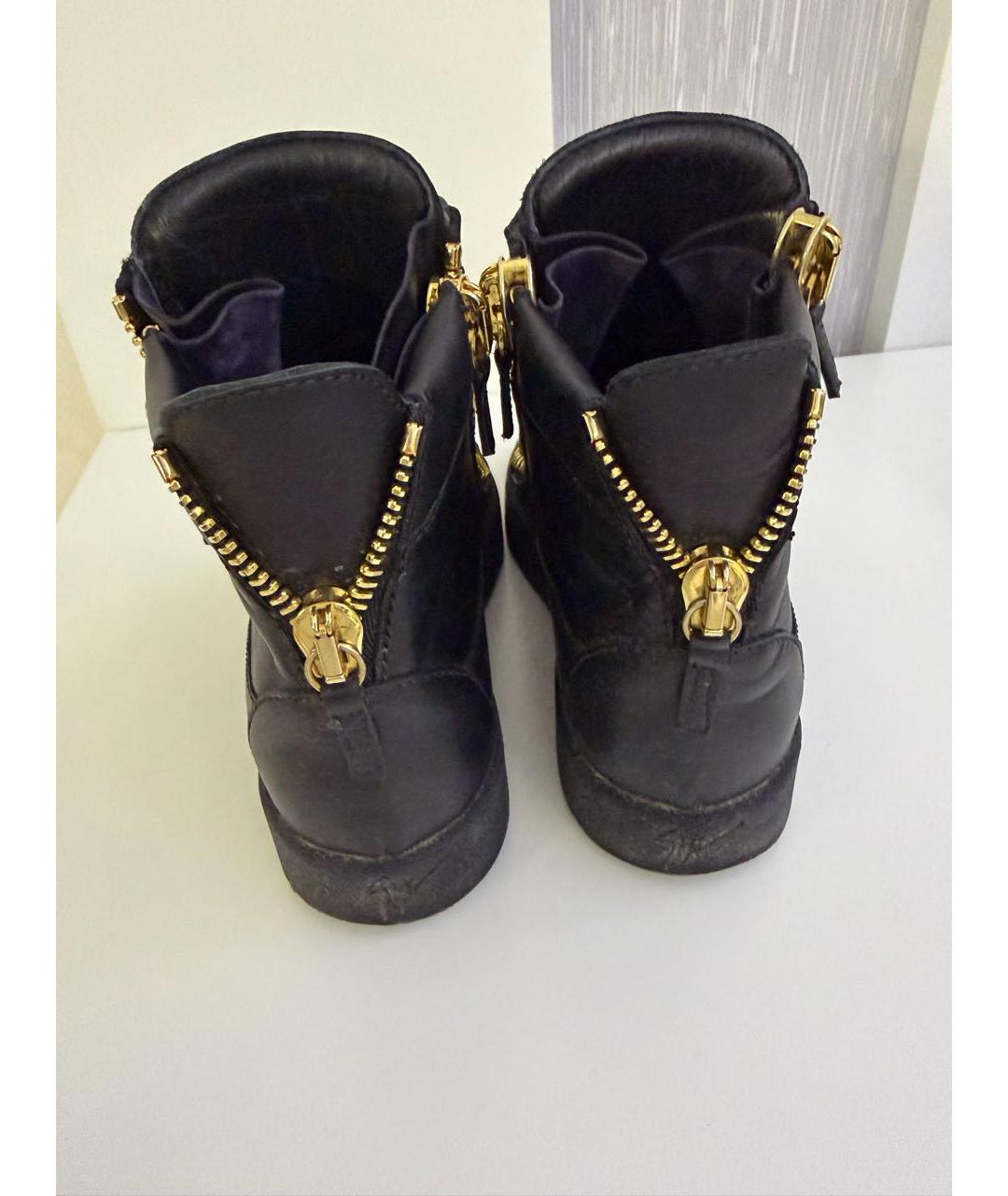 GIUSEPPE ZANOTTI DESIGN Черные кожаные кеды, фото 3