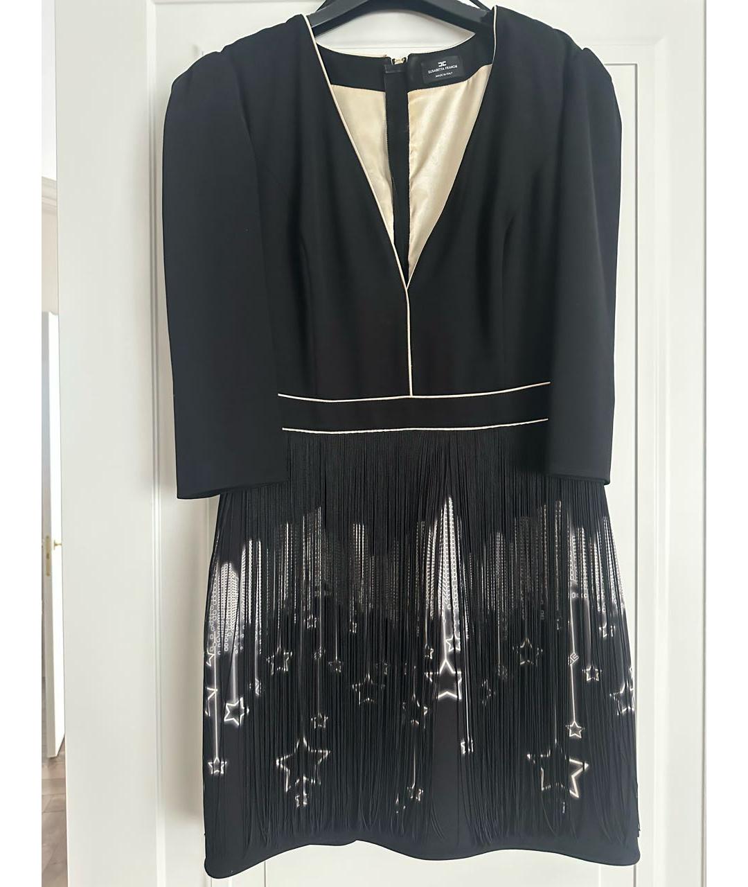 ELISABETTA FRANCHI Черное хлопковое вечернее платье, фото 5