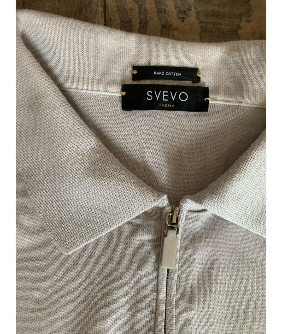 SVEVO Бежевое хлопковое поло с коротким рукавом, фото 3