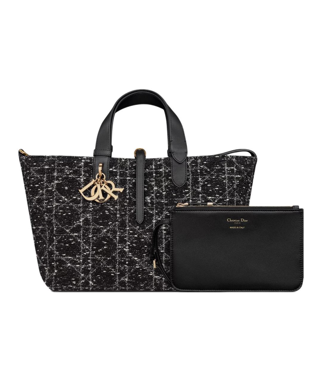 CHRISTIAN DIOR Черная твидовая сумка через плечо, фото 5