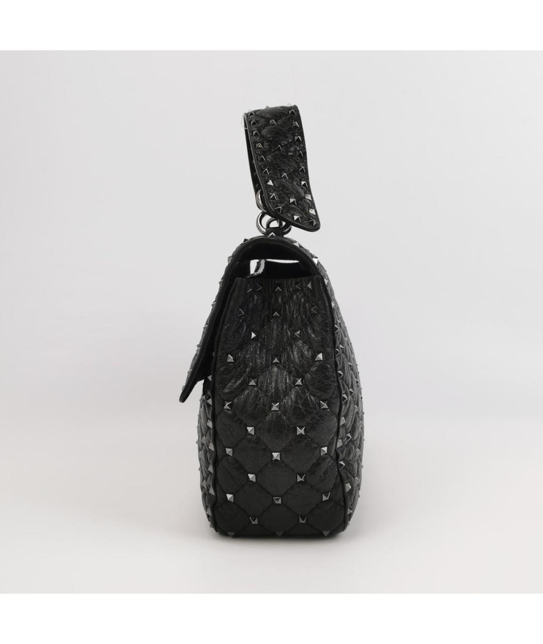 VALENTINO Антрацитовая кожаная сумка через плечо, фото 2