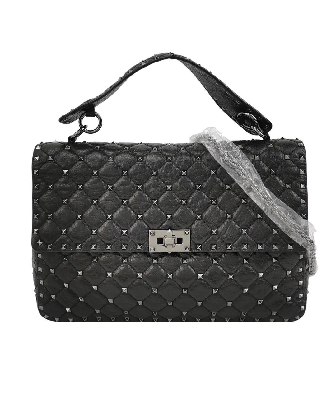 VALENTINO Антрацитовая кожаная сумка через плечо, фото 1