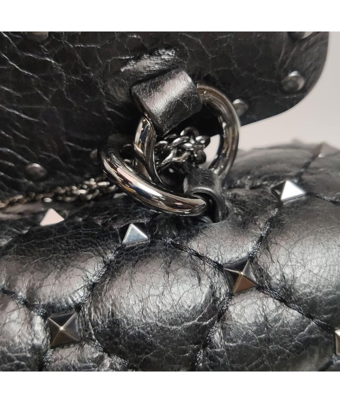 VALENTINO Антрацитовая кожаная сумка через плечо, фото 8