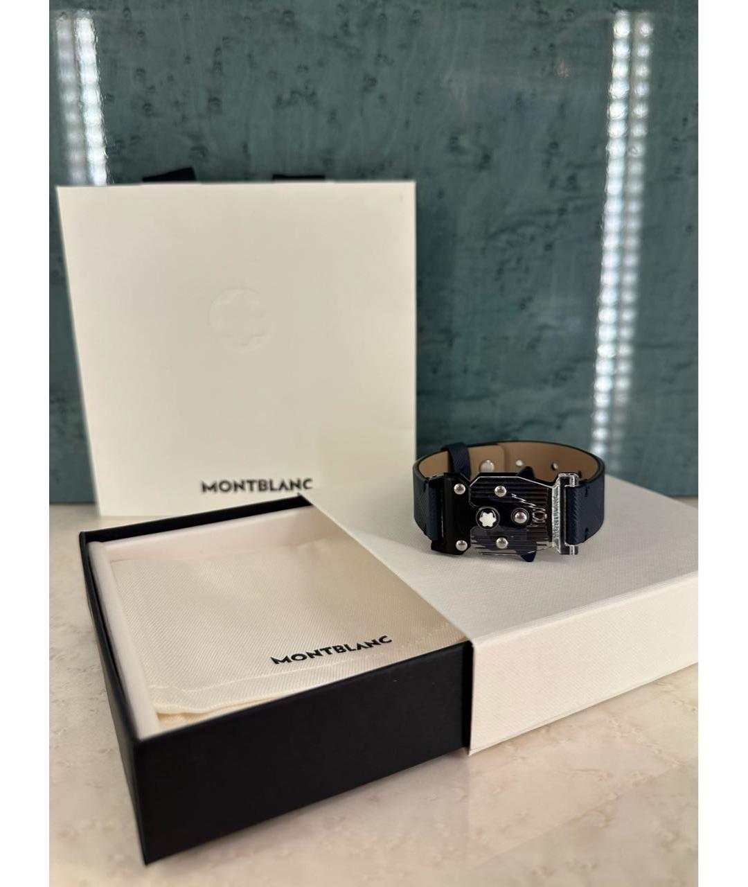 MONTBLANC Синий кожаный браслет, фото 8