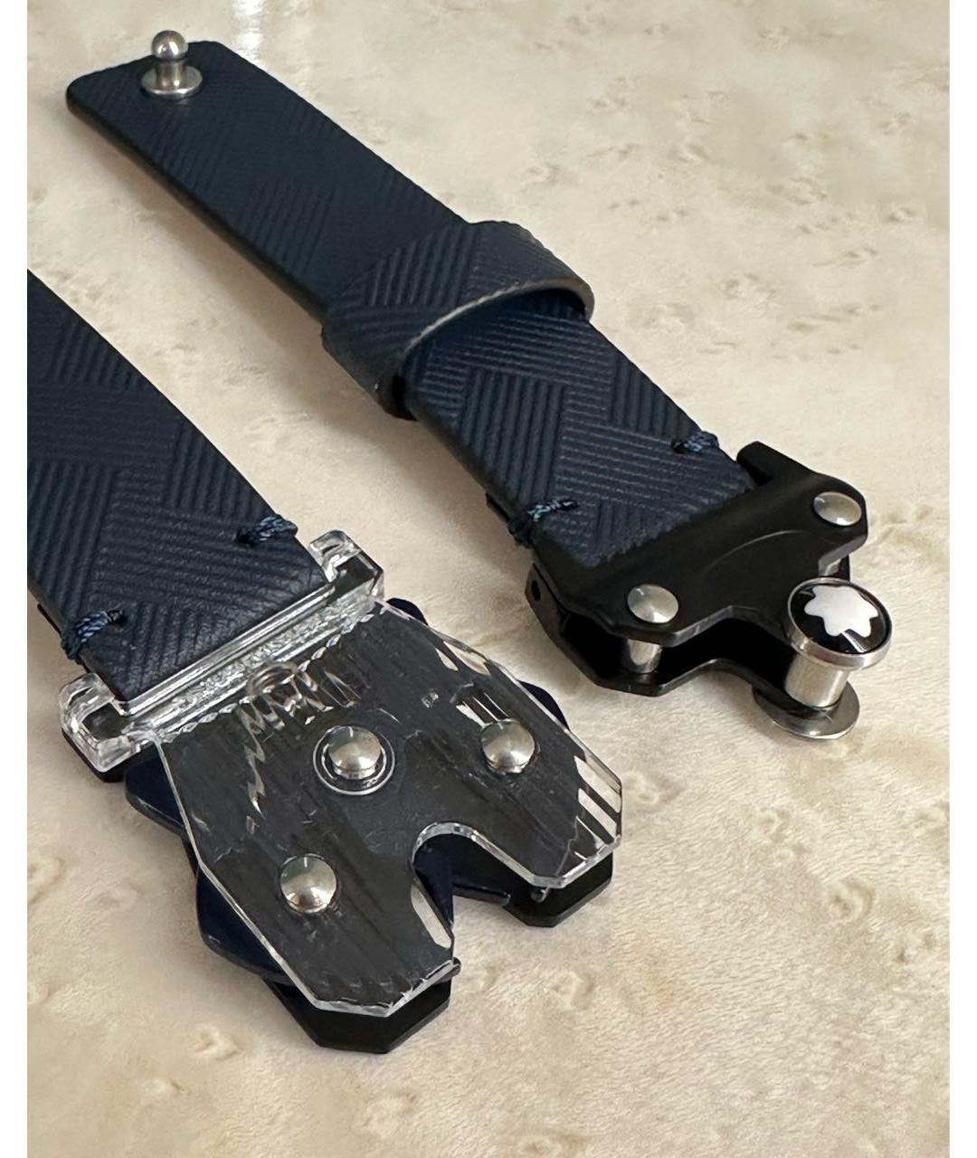 MONTBLANC Синий кожаный браслет, фото 5