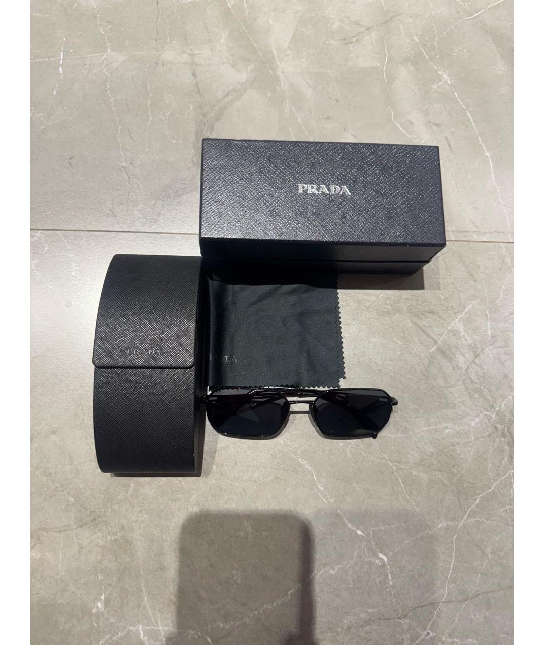 PRADA Черные металлические солнцезащитные очки, фото 6