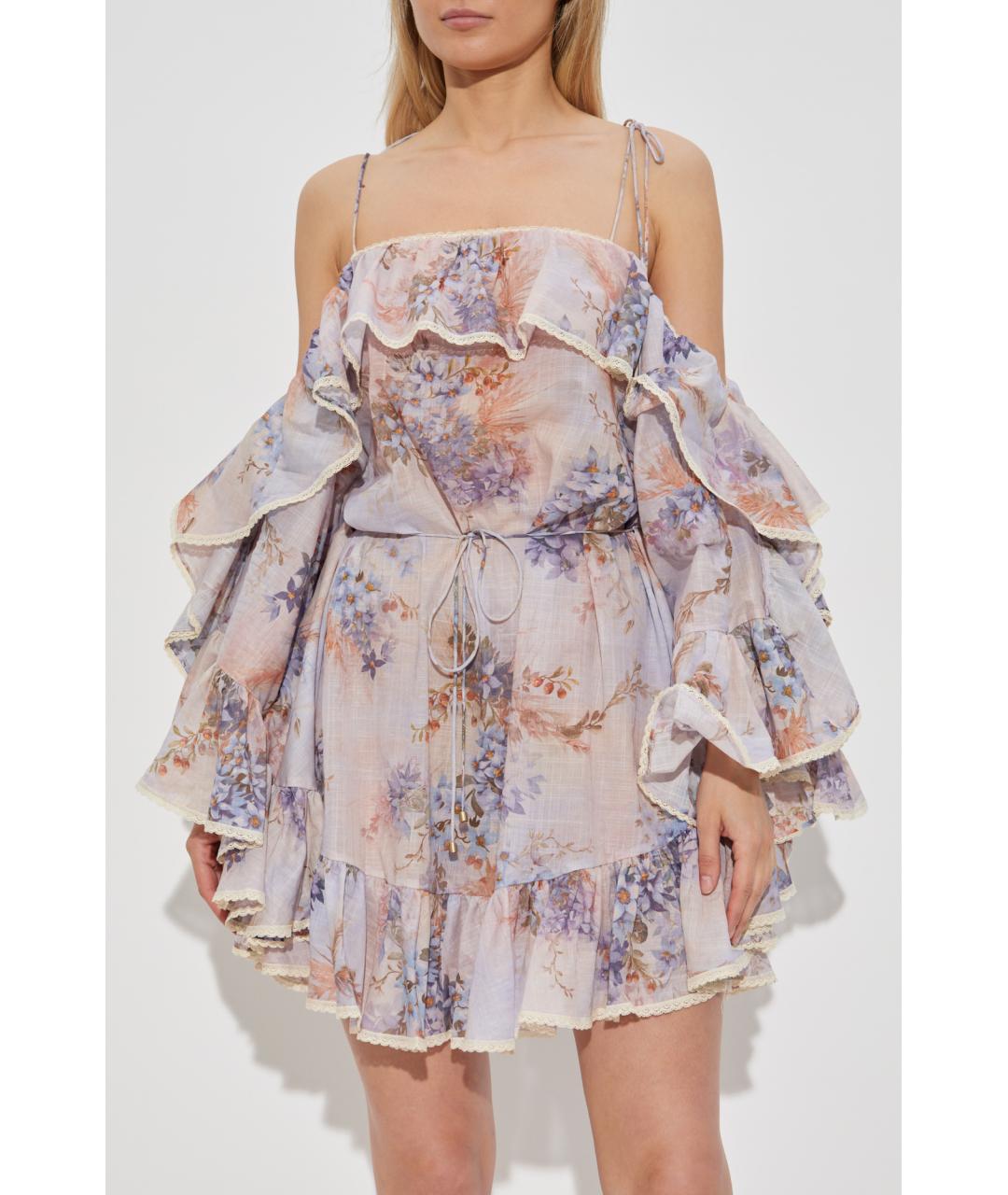 ZIMMERMANN Фиолетовое хлопковое коктейльное платье, фото 3