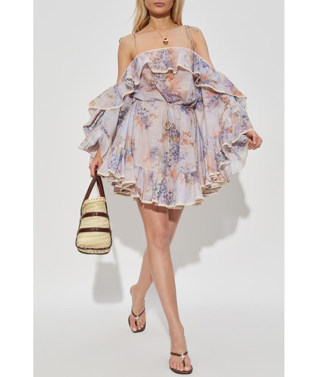 ZIMMERMANN Фиолетовое хлопковое коктейльное платье, фото 2