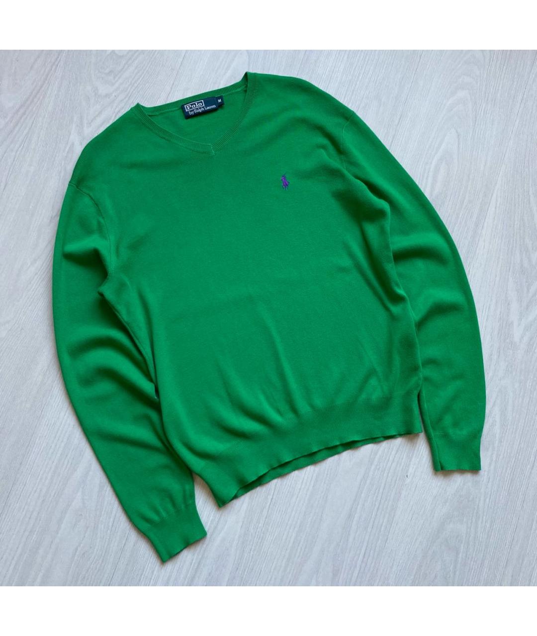 POLO RALPH LAUREN Зеленый хлопковый джемпер / свитер, фото 5