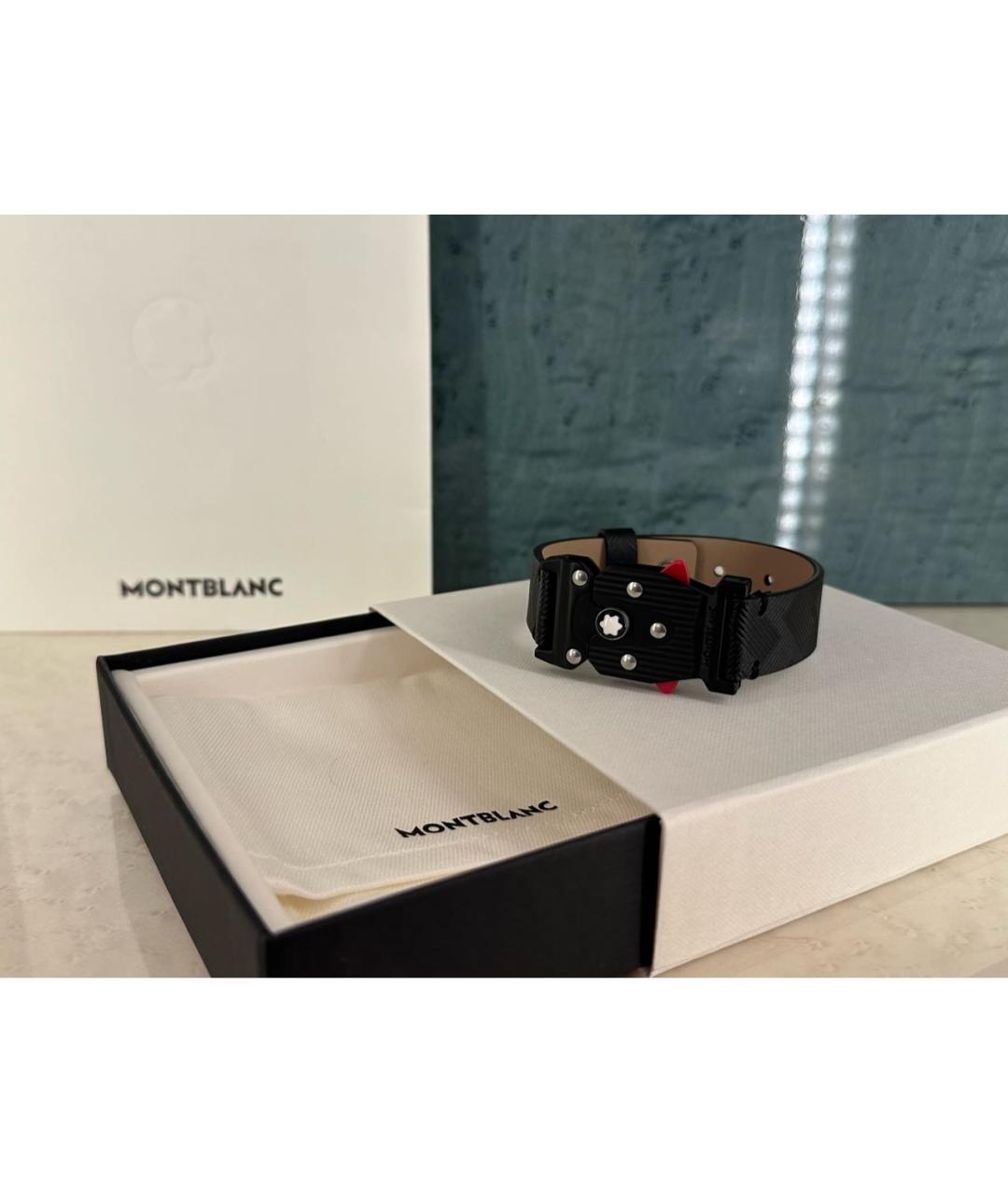 MONTBLANC Черный кожаный браслет, фото 8