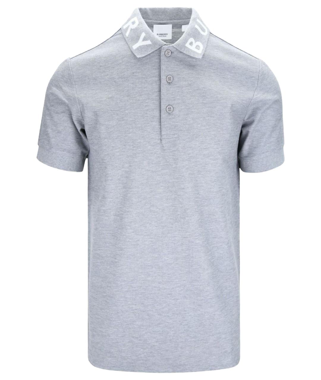 BURBERRY Серое хлопковое поло с коротким рукавом, фото 1