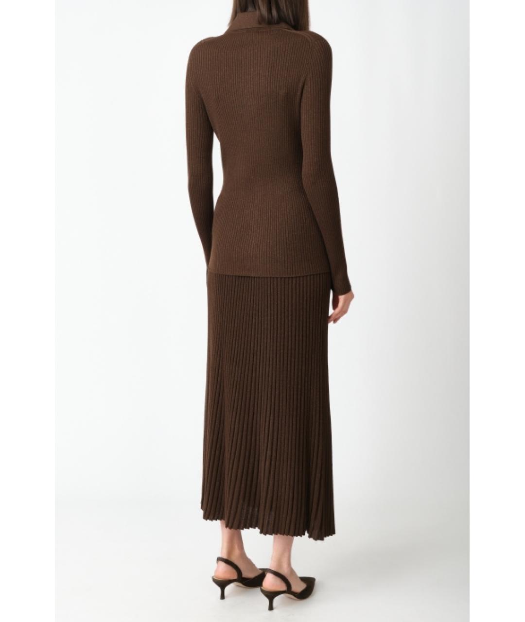 KITON Коричневая шерстяная юбка макси, фото 7