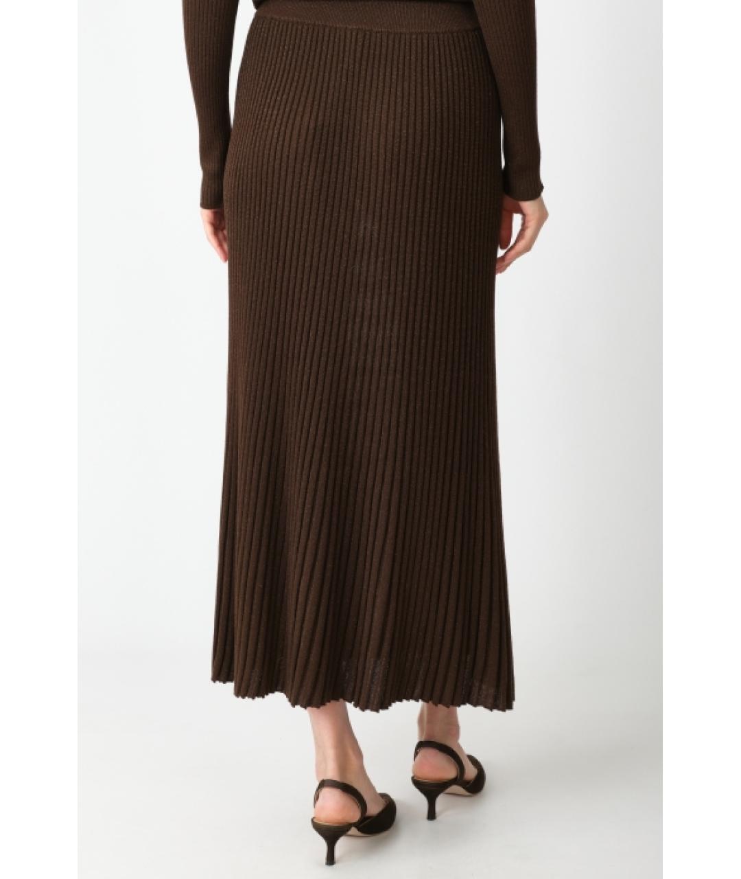 KITON Коричневая шерстяная юбка макси, фото 4