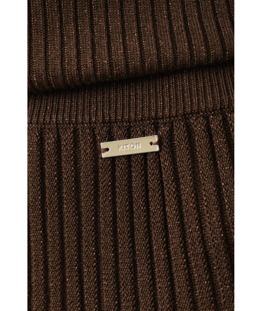 KITON Коричневая шерстяная юбка макси, фото 5