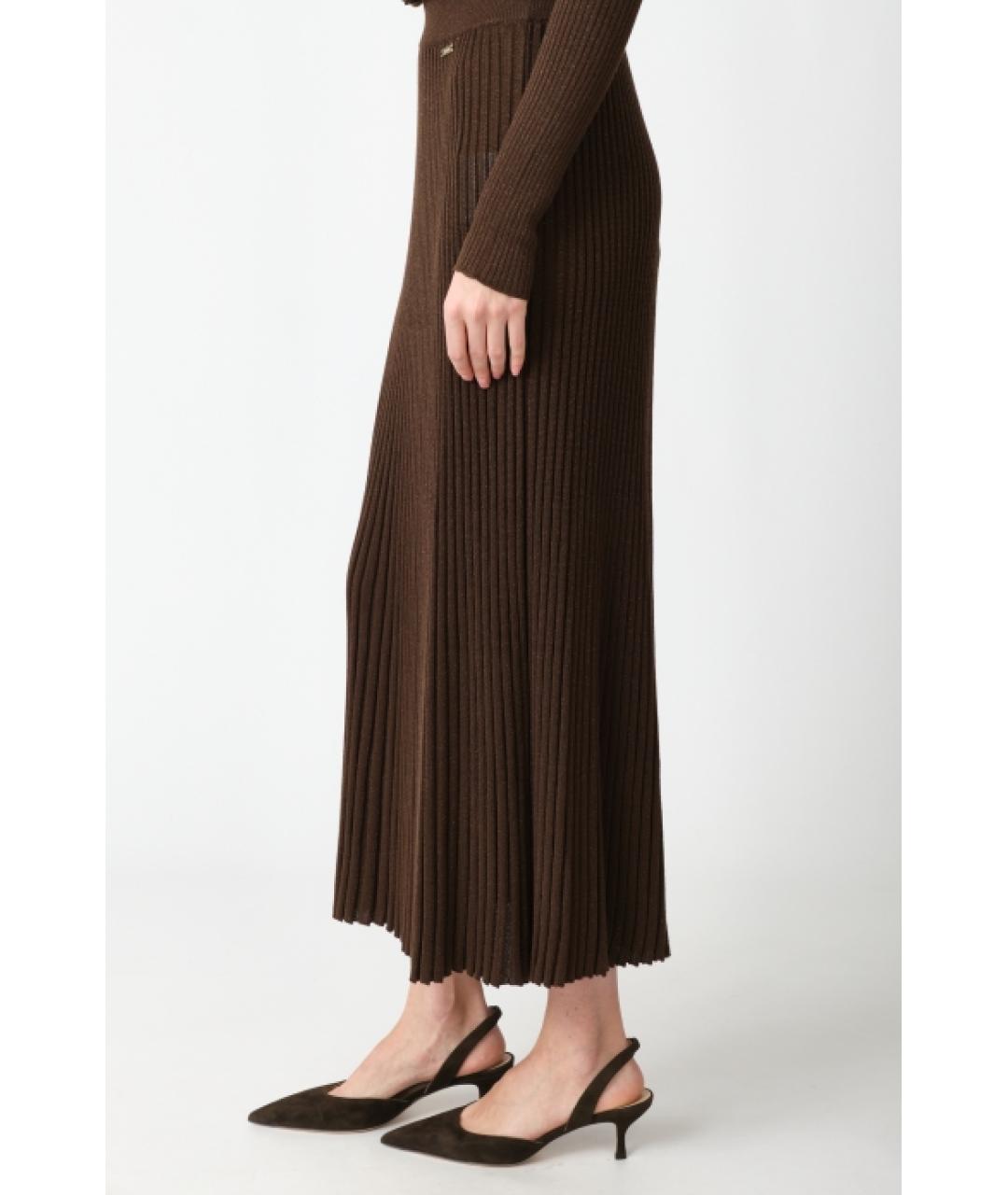 KITON Коричневая шерстяная юбка макси, фото 3