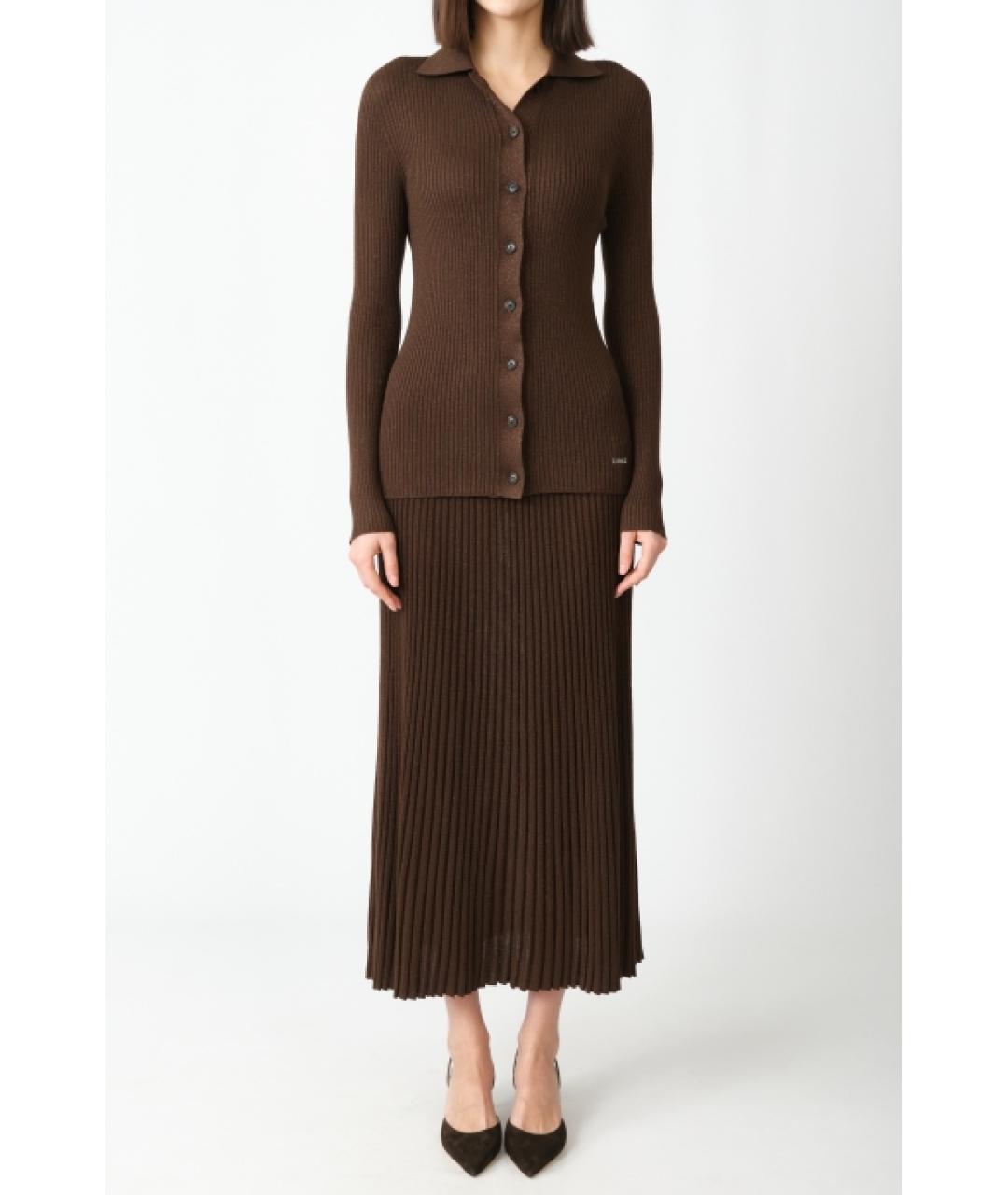 KITON Коричневая шерстяная юбка макси, фото 6